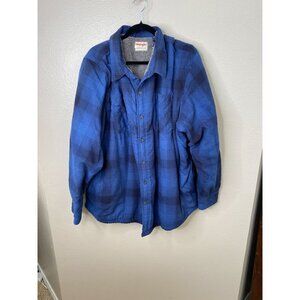 Wrangler Authentics Mens Sherpa-Lined Plaid Shirt Jacket Blue 3XL/3TG Outerwear‎